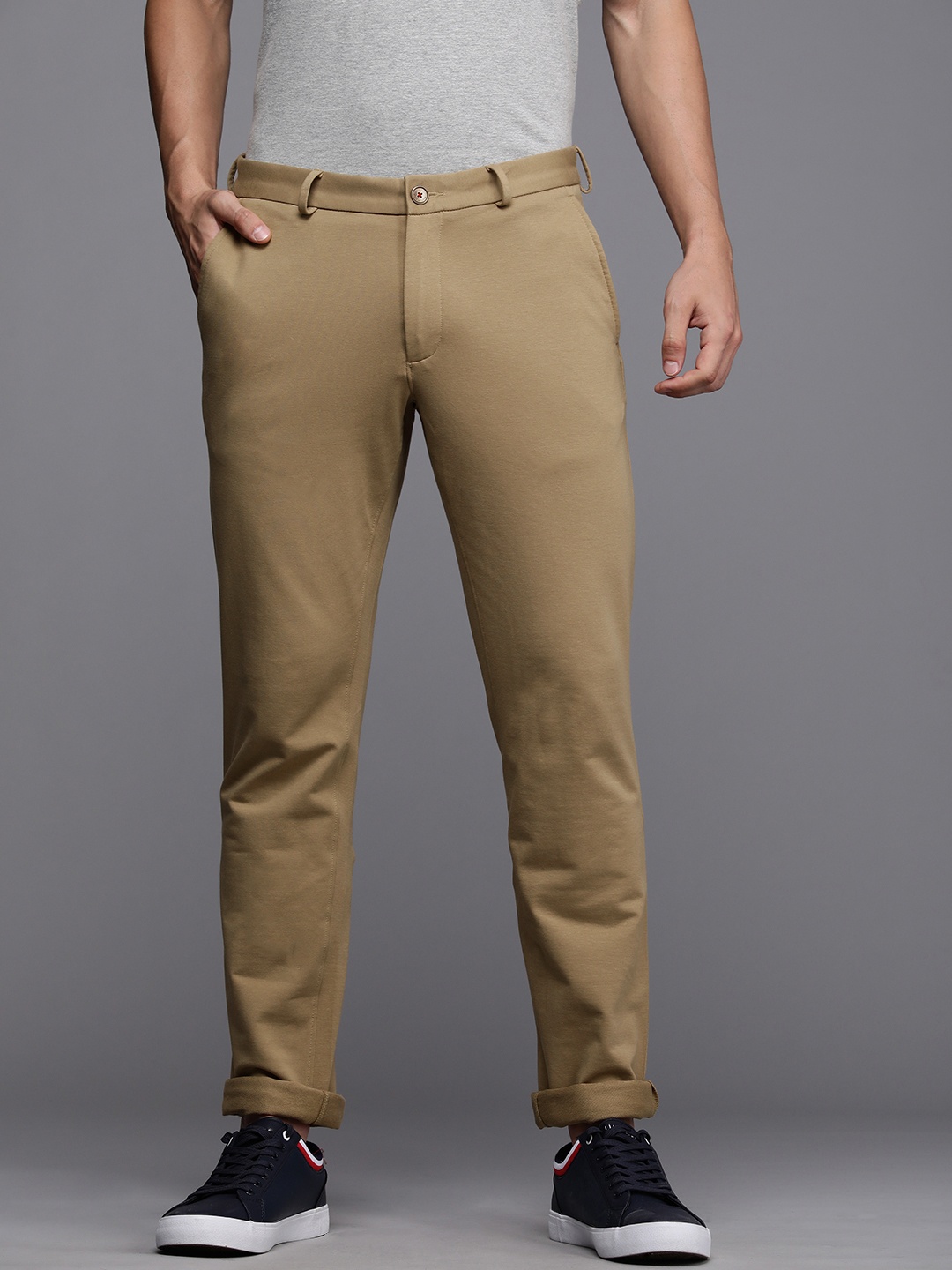 

Louis Philippe Sport Men Slim Fit Low-Rise Trousers, Khaki