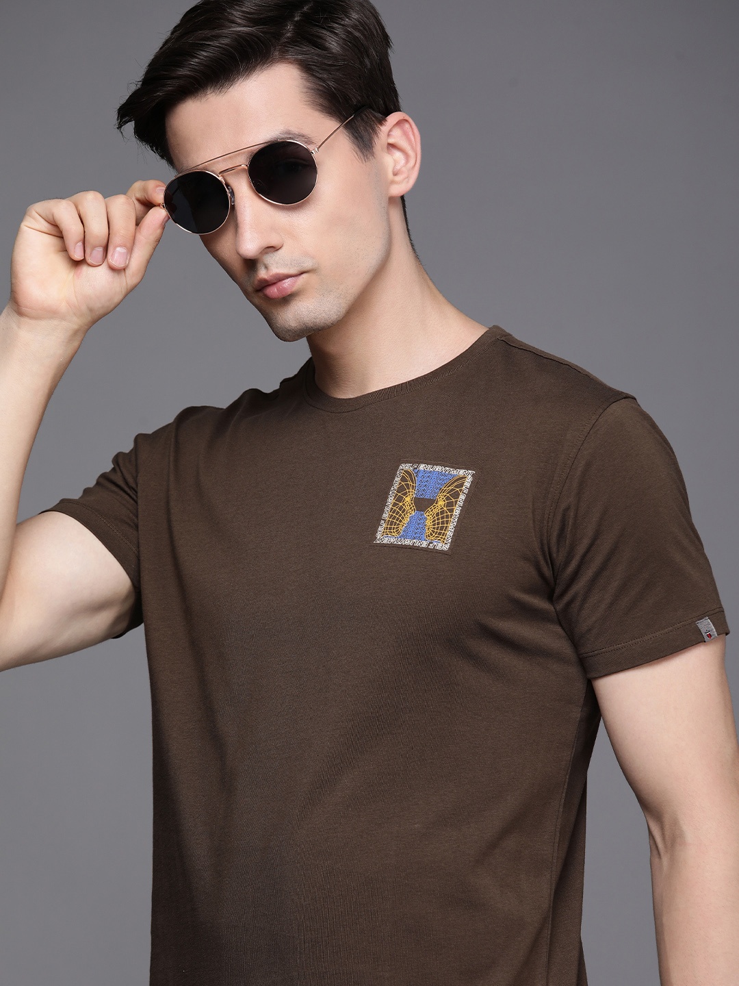 

Louis Philippe Jeans Men Green Slim Fit Pure Cotton T-shirt