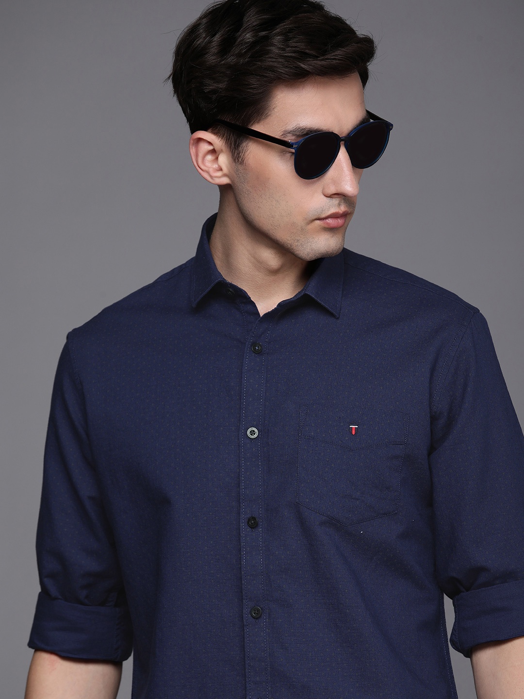 

Louis Philippe Sport Men Navy Blue Printed Slim Fit Casual Shirt