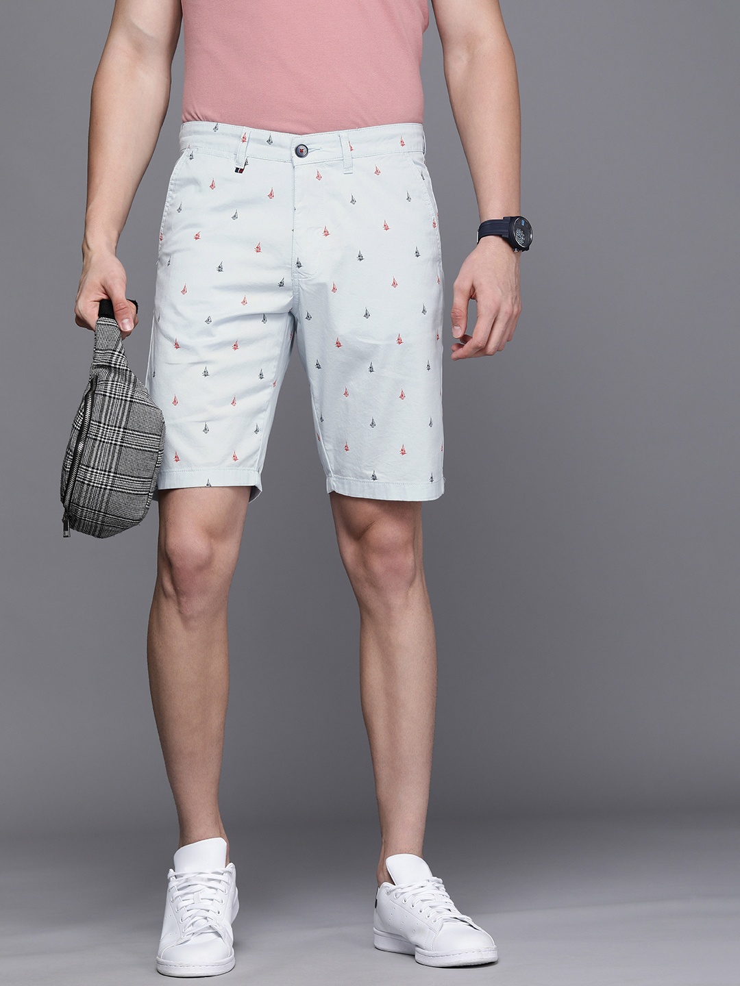 

Louis Philippe Sport Men Light Blue Conversational Printed Slim Fit Regular Shorts
