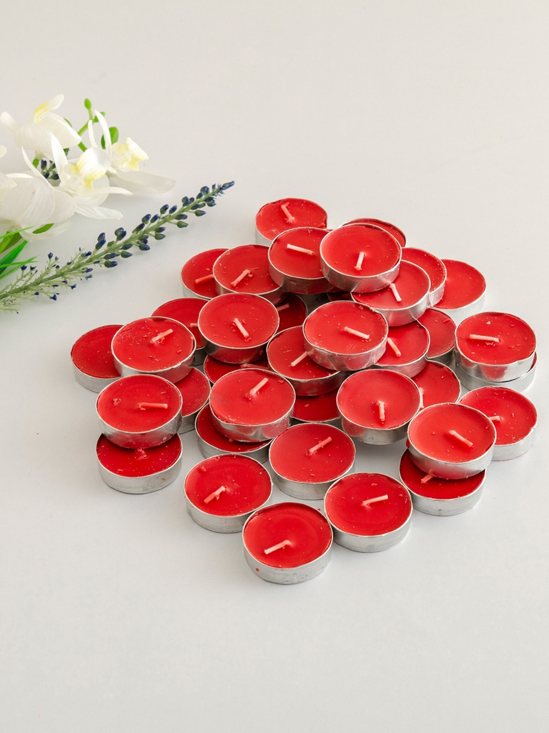 

Home Centre Set of 50 Luminescent Round Tea Light Candles, Red