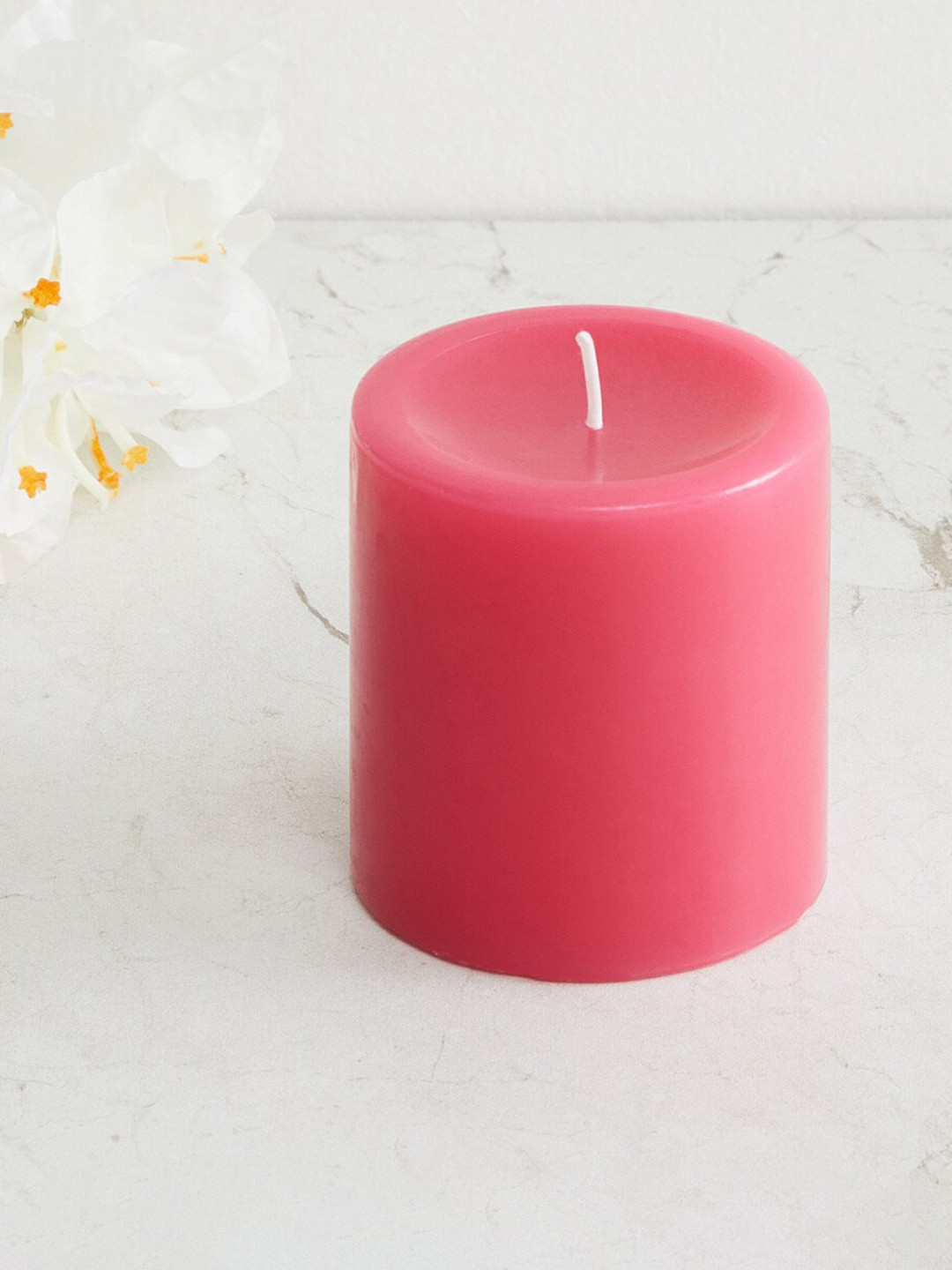 

Home Centre Pink Solid Single Wax Pillar Scented Candle