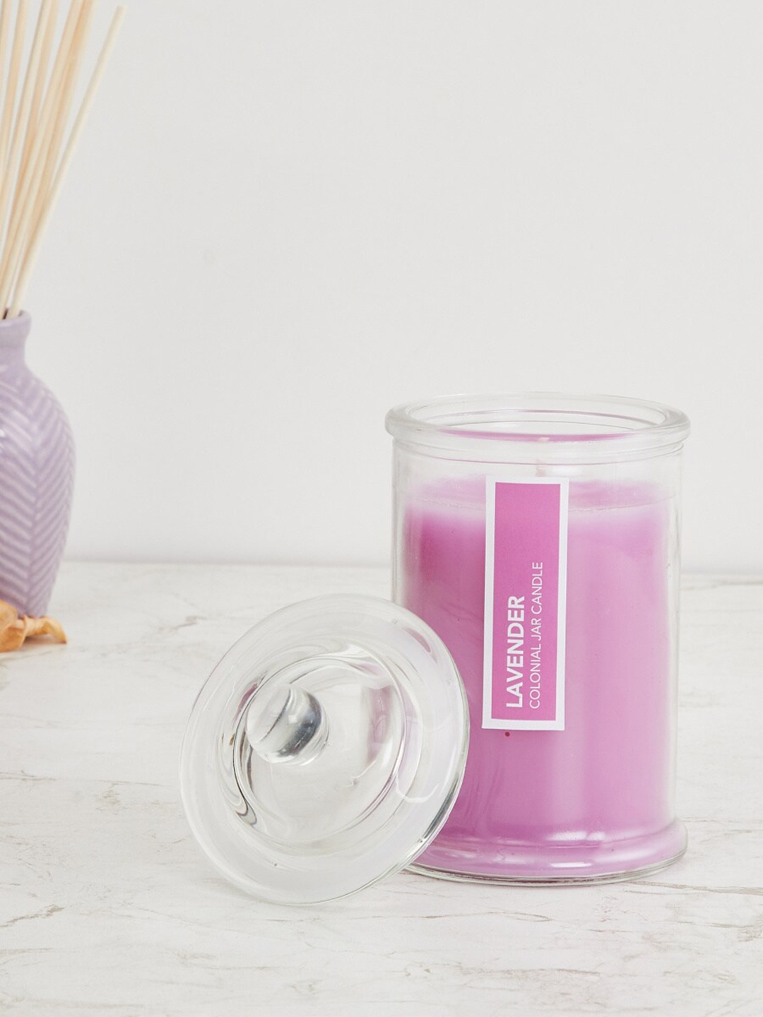 

Home Centre Purple Colour Connect Wax Colonial Jar Candle With Lid