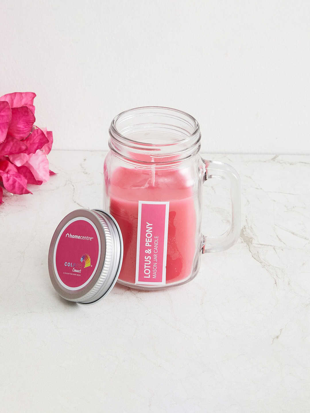 

Home Centre Pink Round Mason Jar Candle
