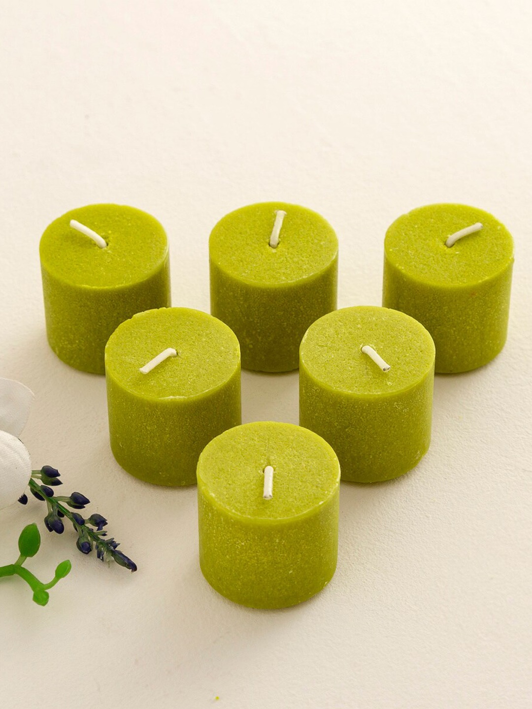 

Home Centre Set Of 6 Green Wax Candles