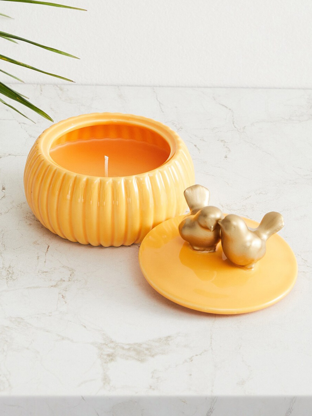 

Home Centre Yellow 1 Piece Redolence Ceramic Jar Candle with Lid