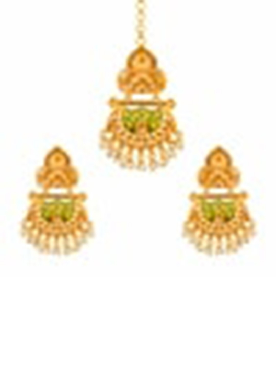 

Kord Store Gold-Toned & Plated Kundan-Studded Maangtikka With Earrings Set