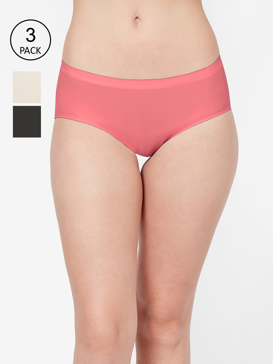 

FashionRack Women Pack Of 3 Assorted Seamless Hipster Briefs
