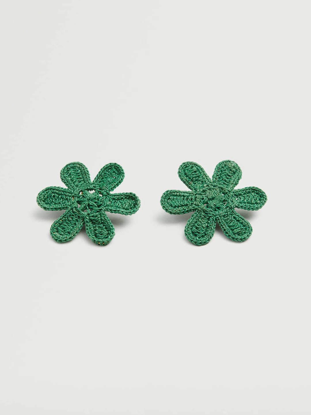 

MANGO Green Crochet Floral Drop Earrings