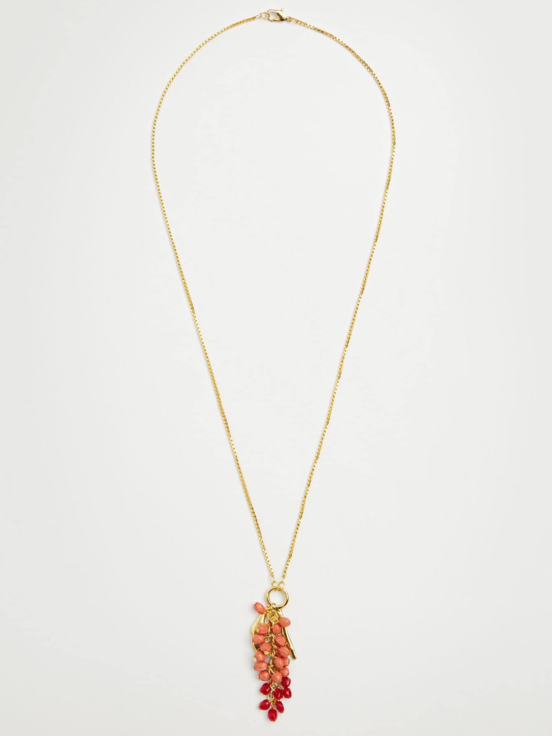 

MANGO Women Red & Peach-Coloured Beads Studded Necklace