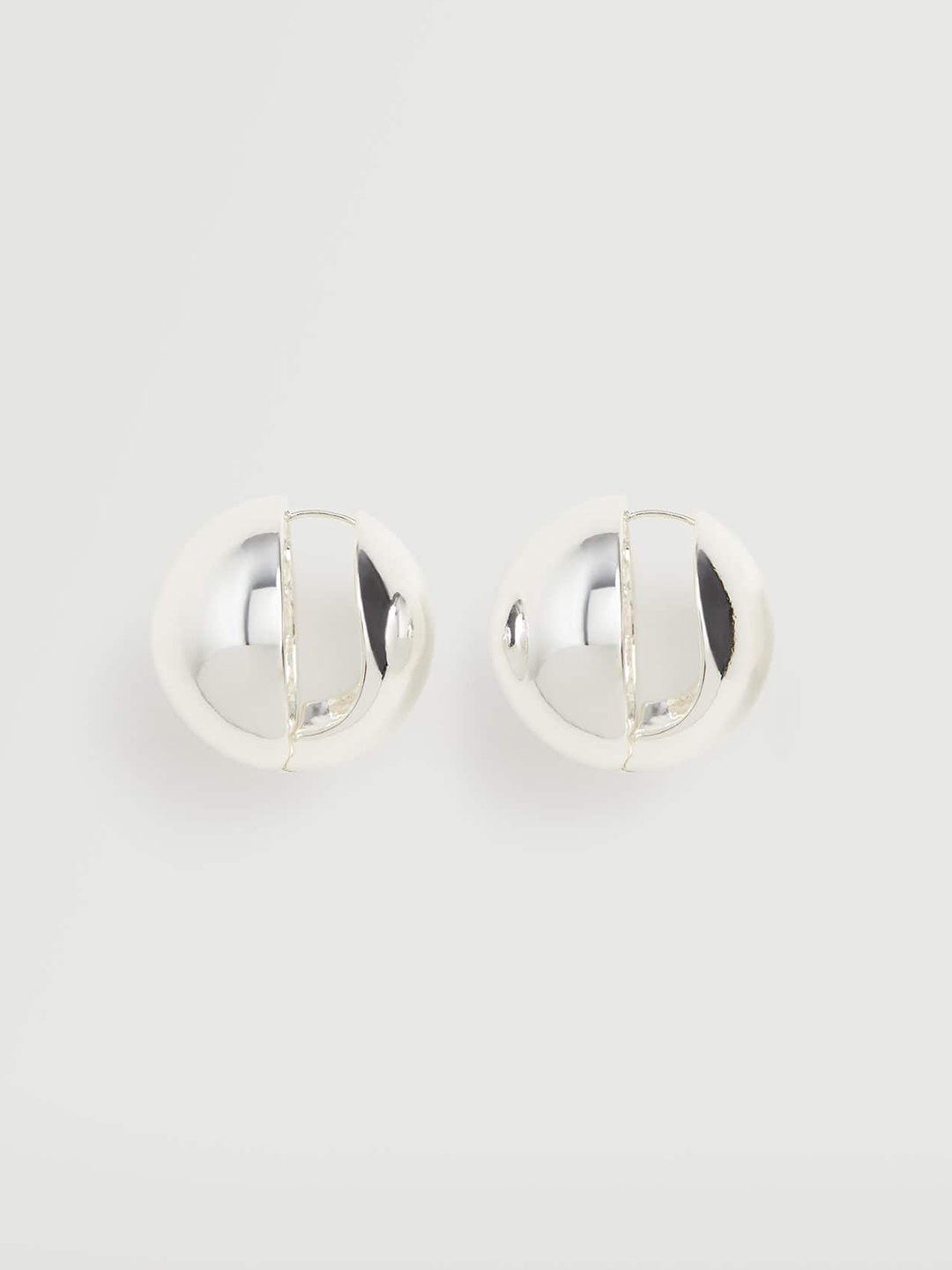 

MANGO Silver-Toned Spherical Drop Earrings
