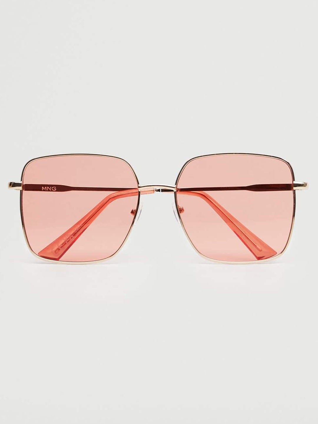 

MANGO Women Pink Lens & Gold-Toned Rectangle Sunglasses with UV Protected Lens