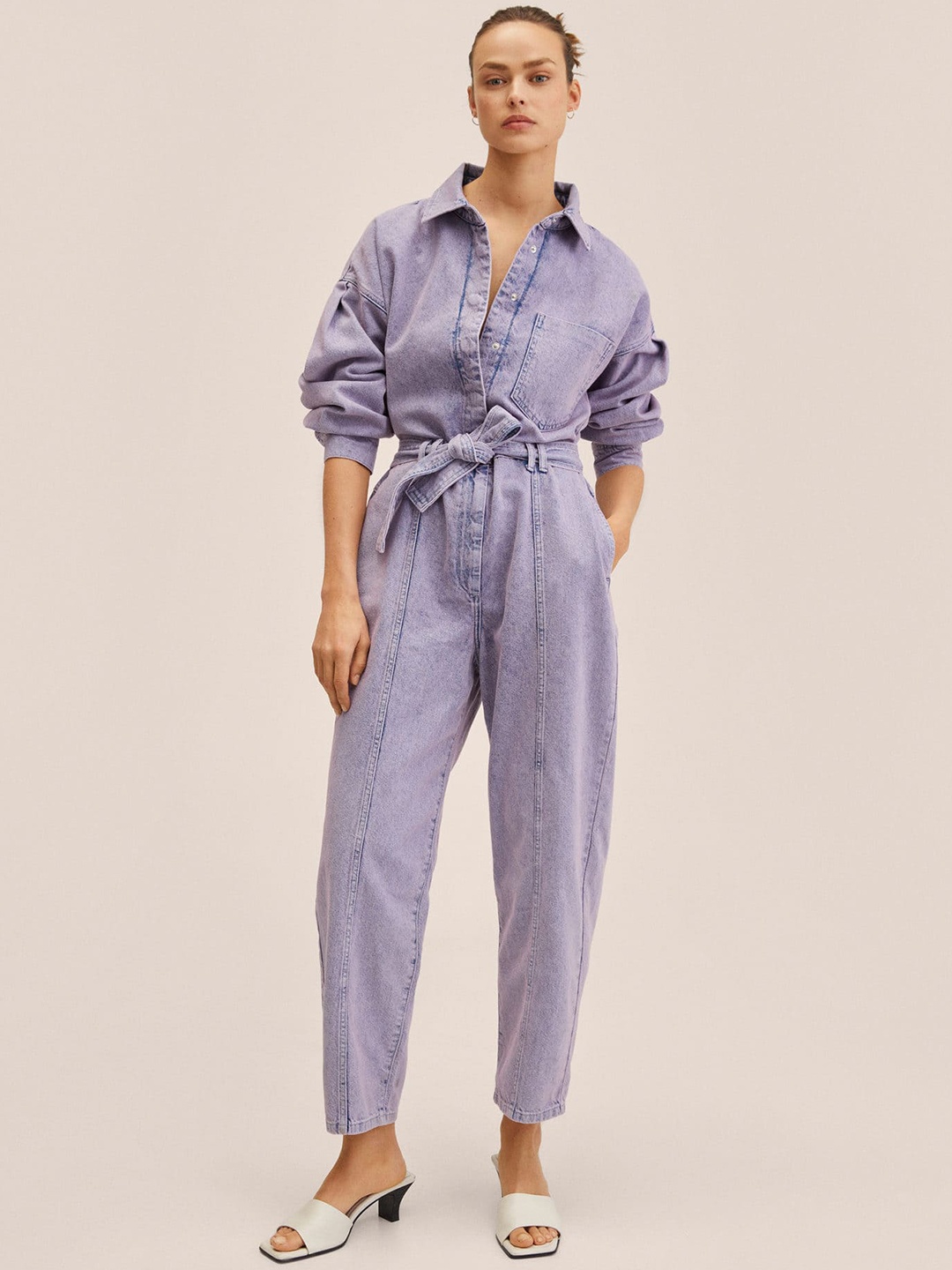 

MANGO Women Blue Basic Jumpsuit