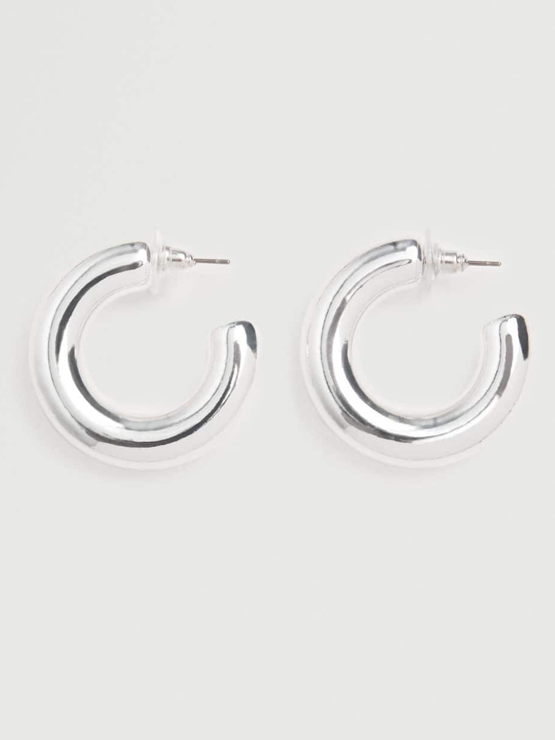 

MANGO Silver-Toned Crescent Shaped Half Hoop Earrings