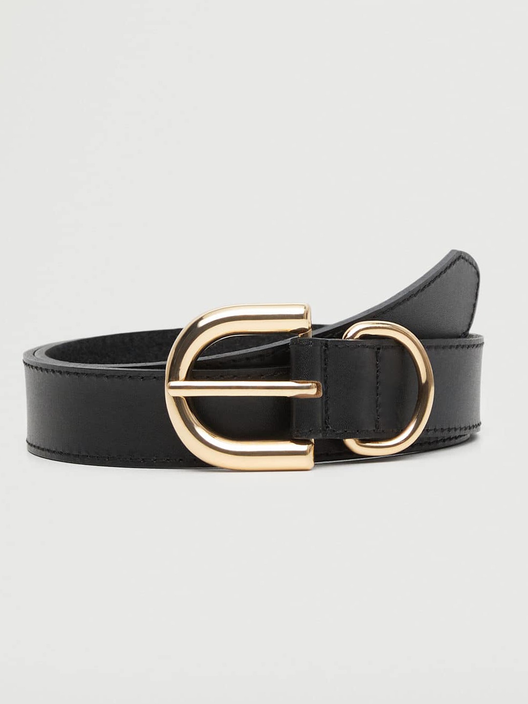 

MANGO Women Black Leather Belt
