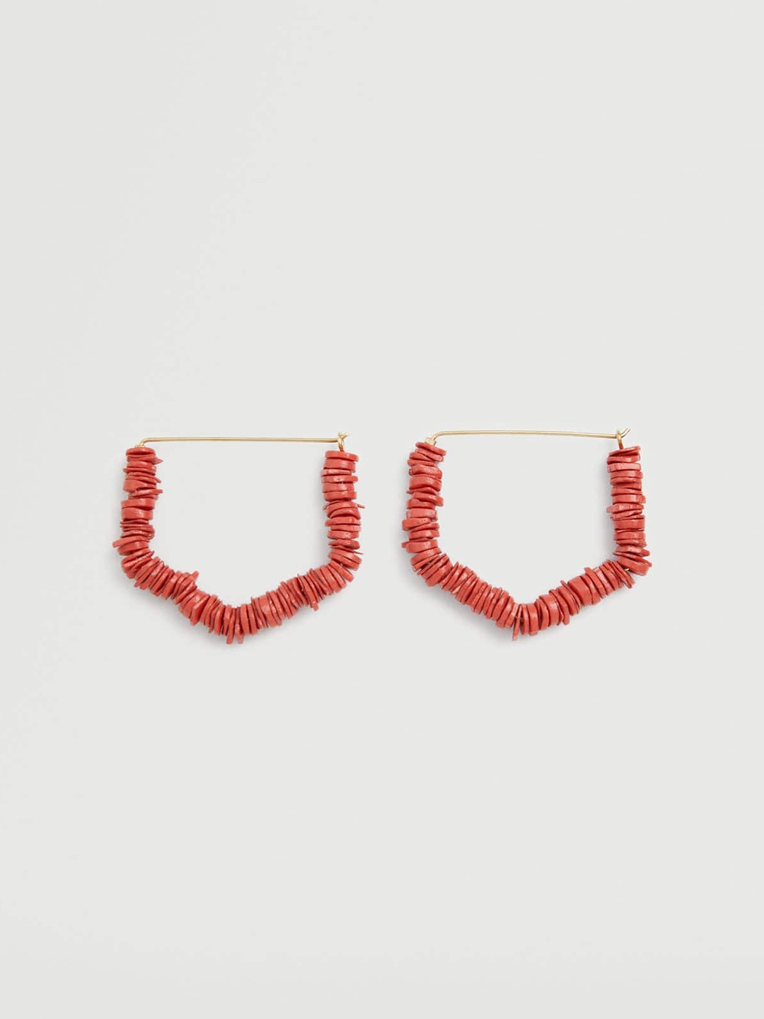 

MANGO Maroon & Gold-Toned Geometric Drop Earrings