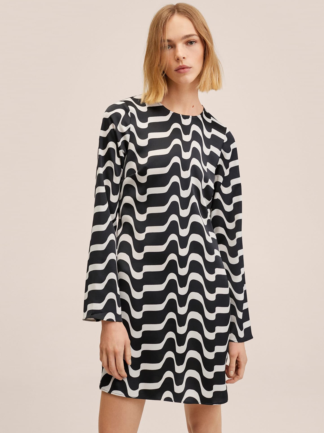 

MANGO Black & White A-Line Dress