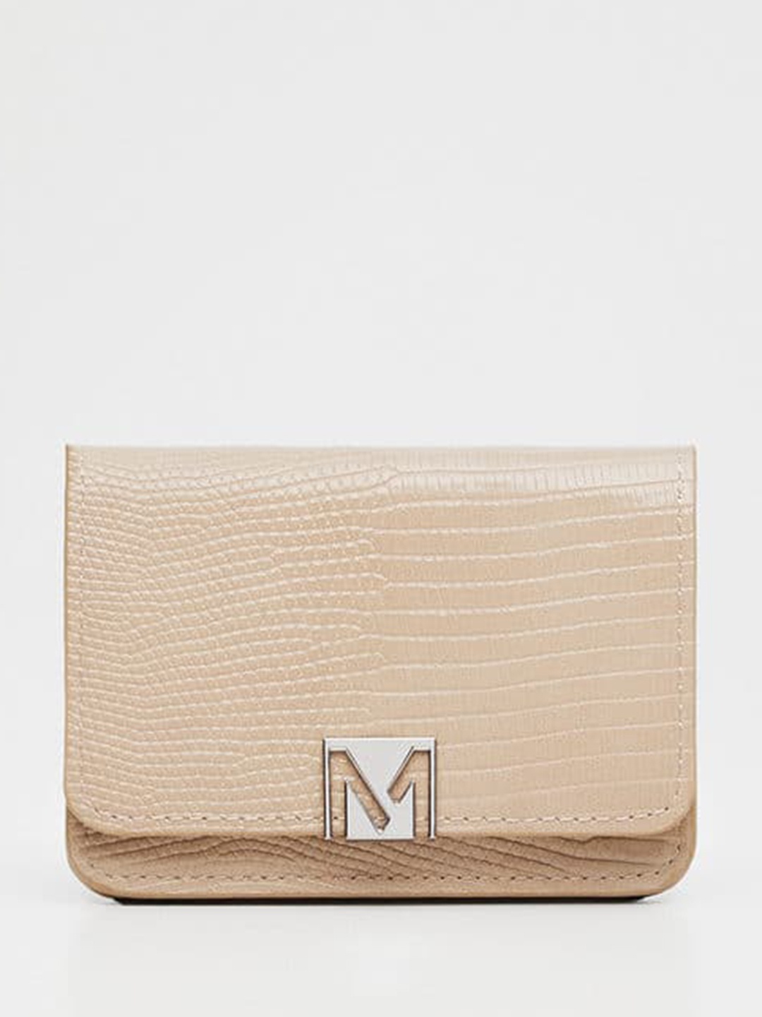 

MANGO Women Beige Textured Envelope Wallet