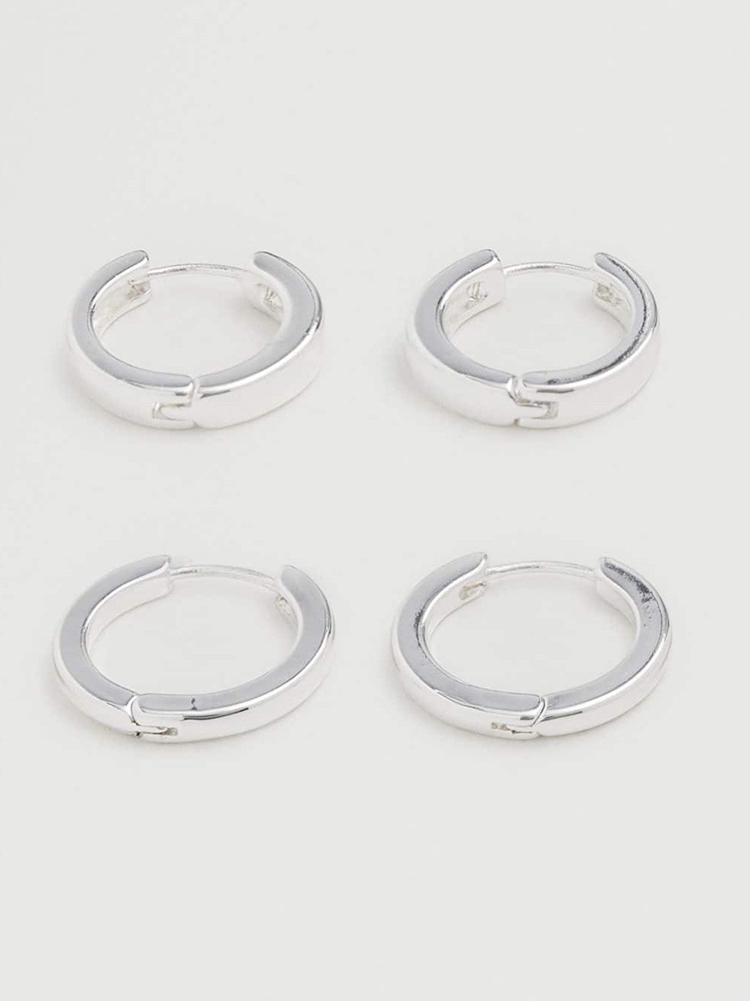 

MANGO Women Set of 2 Silver-Toned Circular Hoops