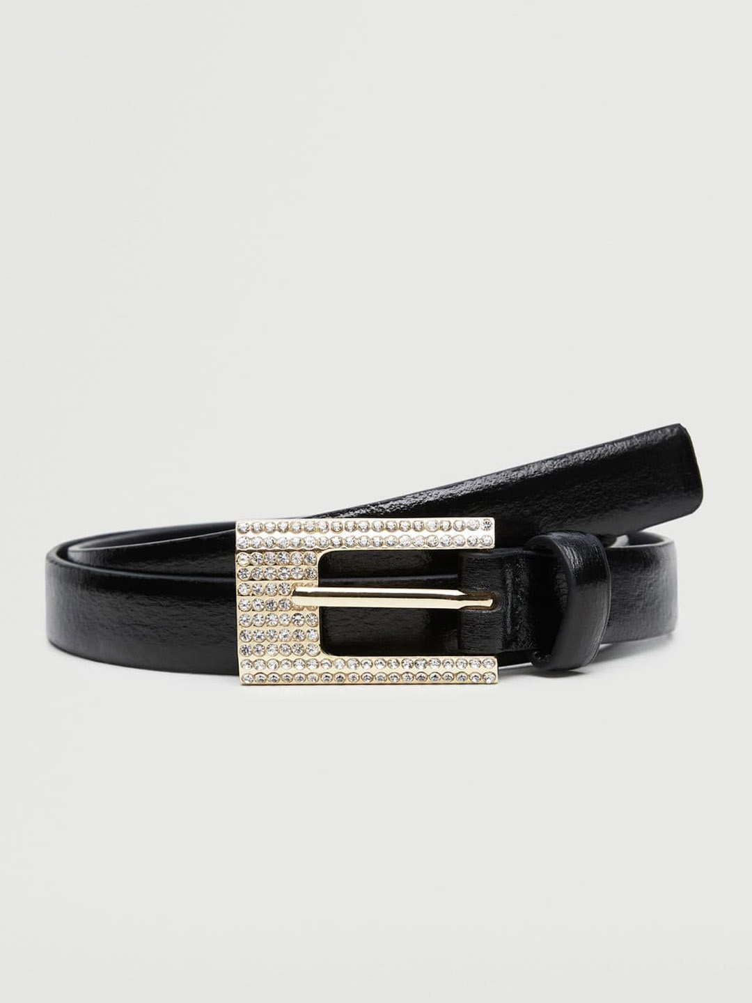 

MANGO Women Black Solid Slim Belt