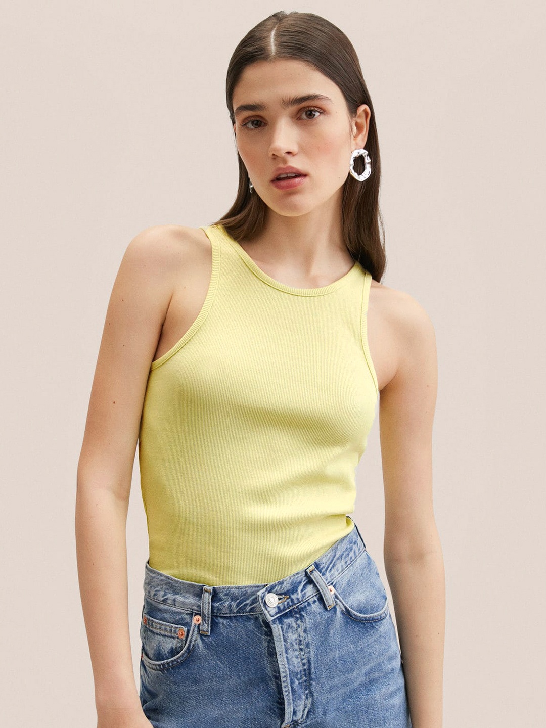 

MANGO Lime Green Solid Top