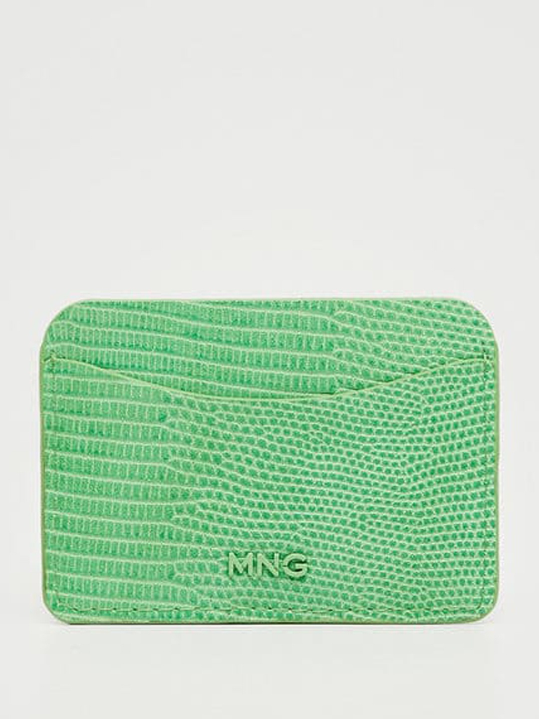 

MANGO Women Green Snakeskin Textured Card Holder