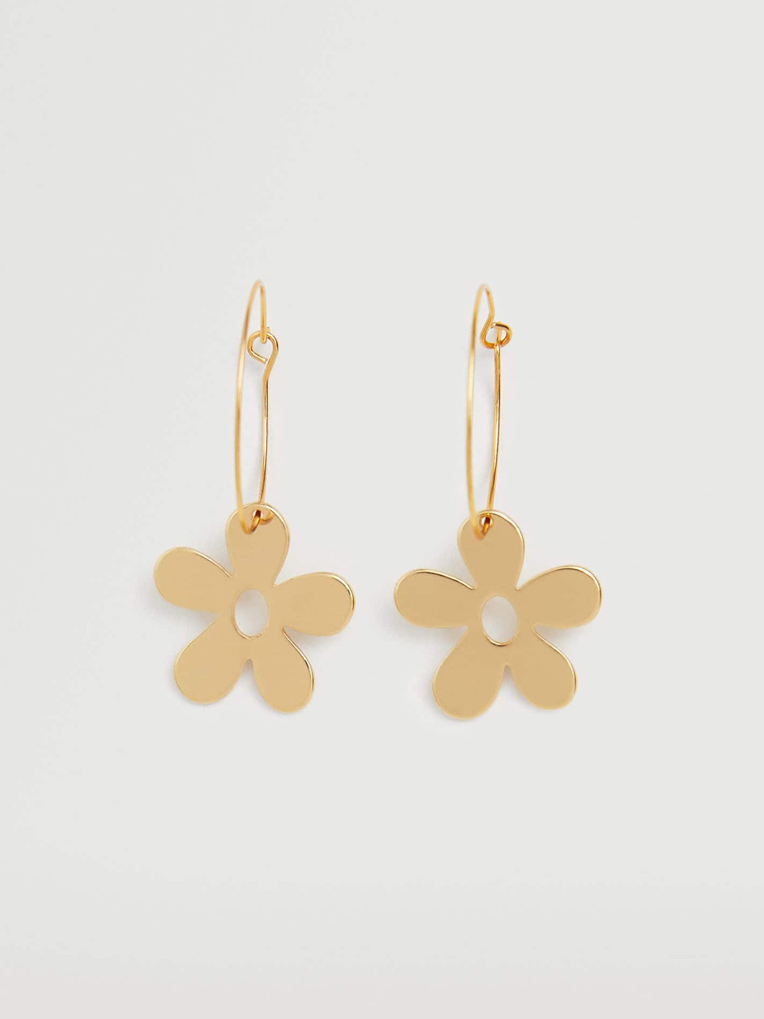 

MANGO Gold-Toned Floral Hoop Earrings