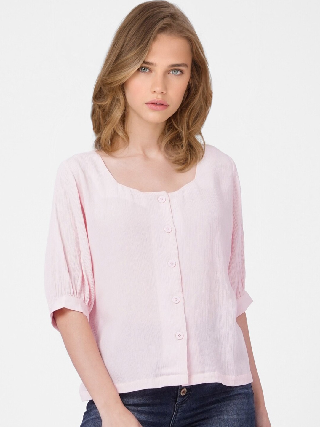 

ONLY Pink Cuffed Sleeves Top