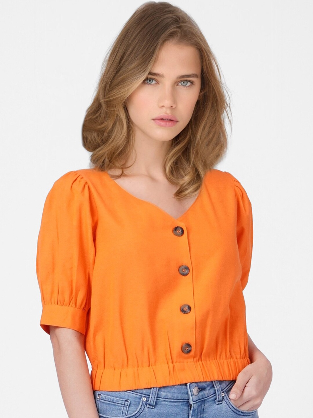 

ONLY Women Orange Crop Top