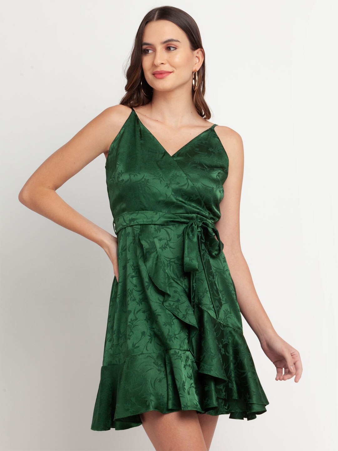 

Zink London Green Floral Wrap Dress
