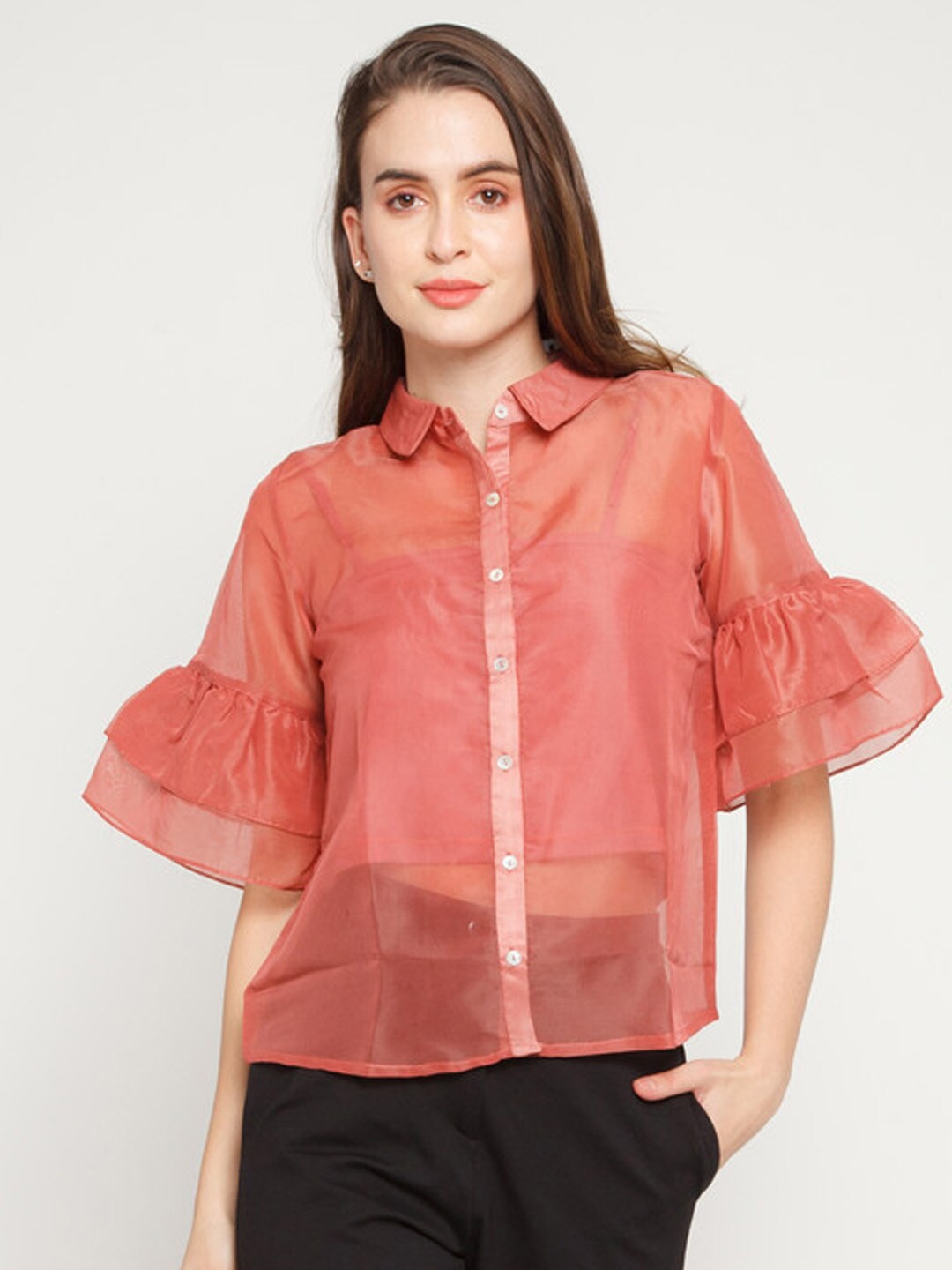 

Zink London Women Pink Casual Shirt