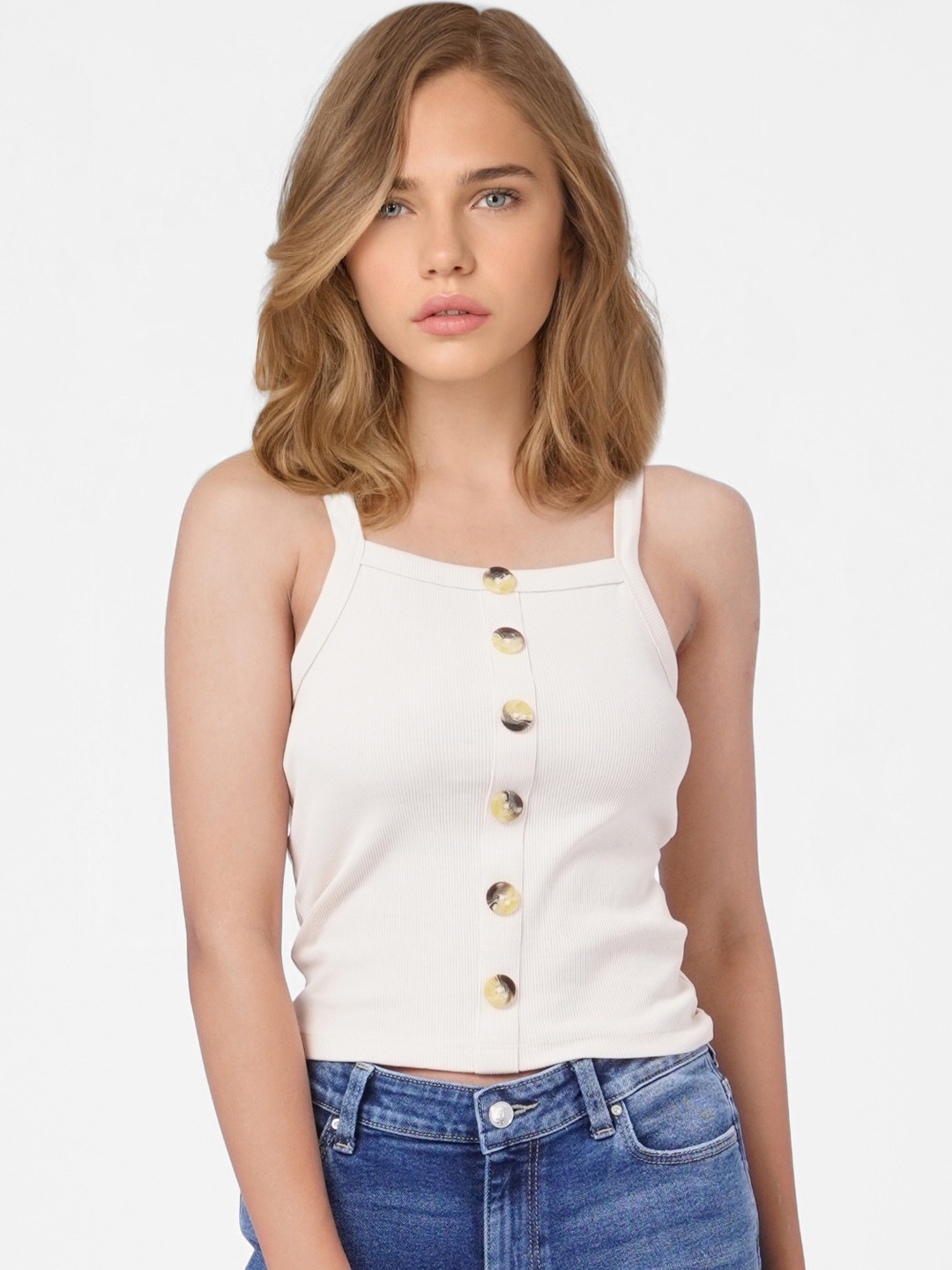 

ONLY Beige Tank Crop Top