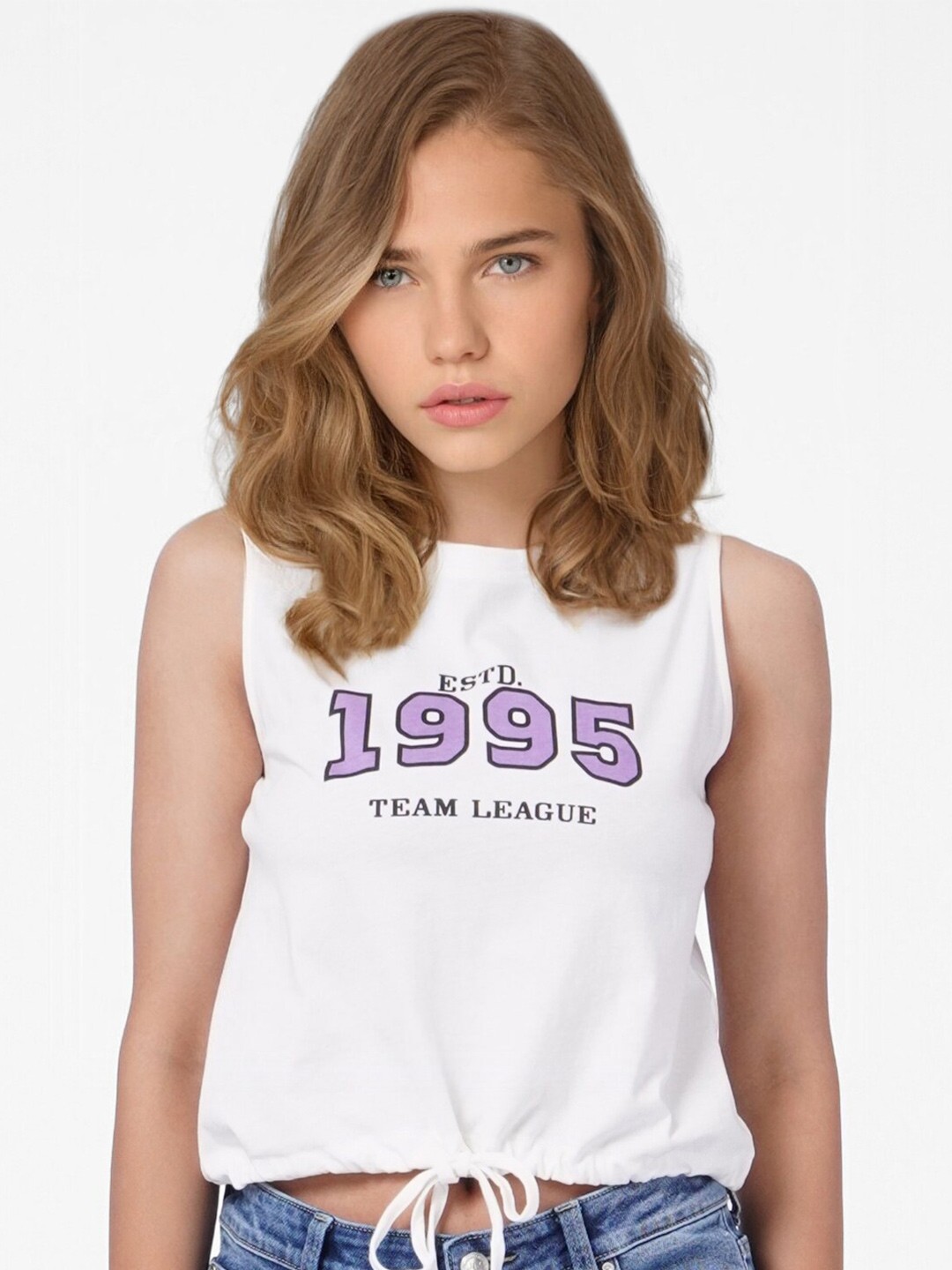 

ONLY White Print Crop Top
