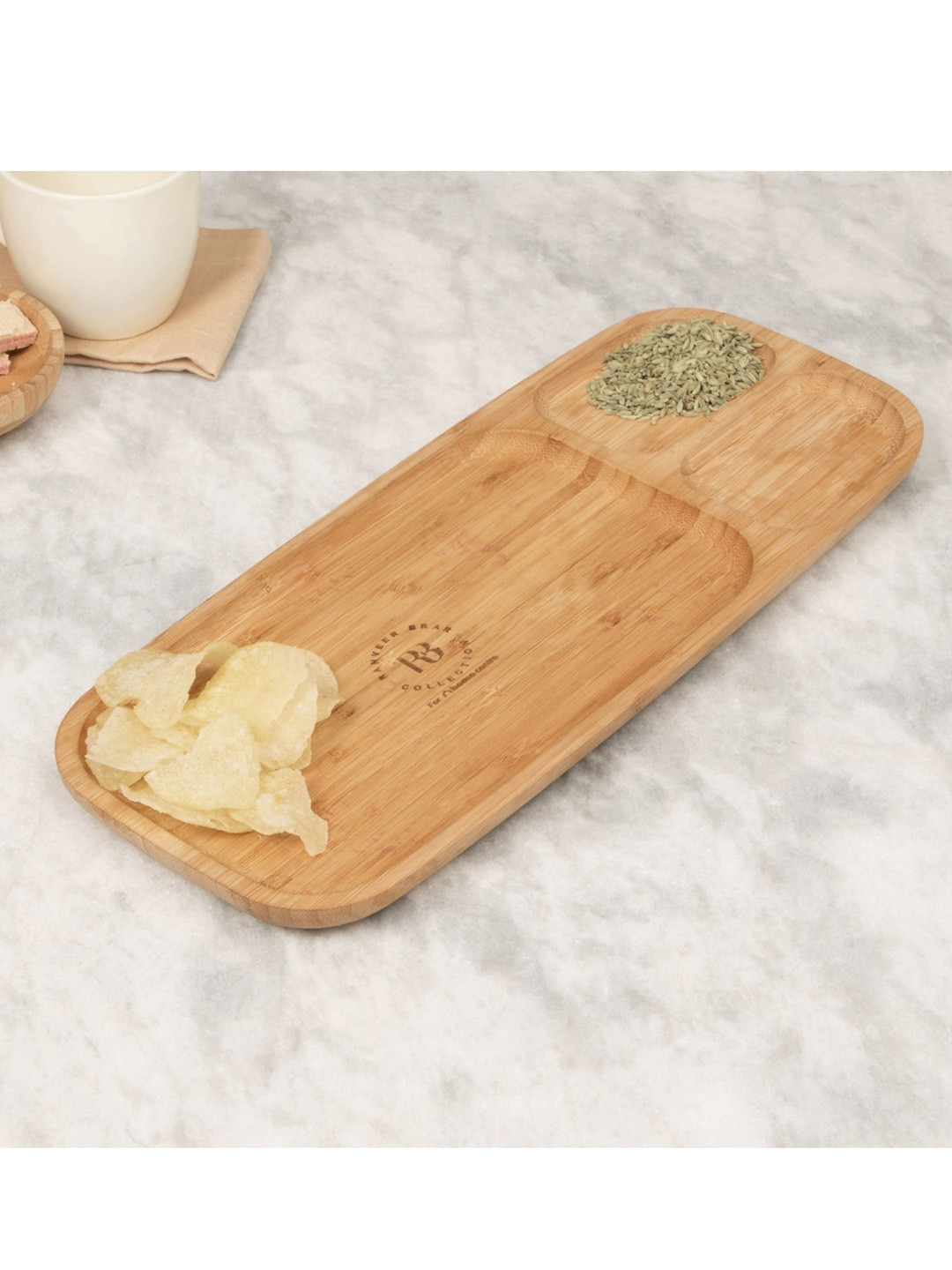 

Home Centre Brown Truffles Edulis Solid Bamboo Chip And Dip Serving Platter