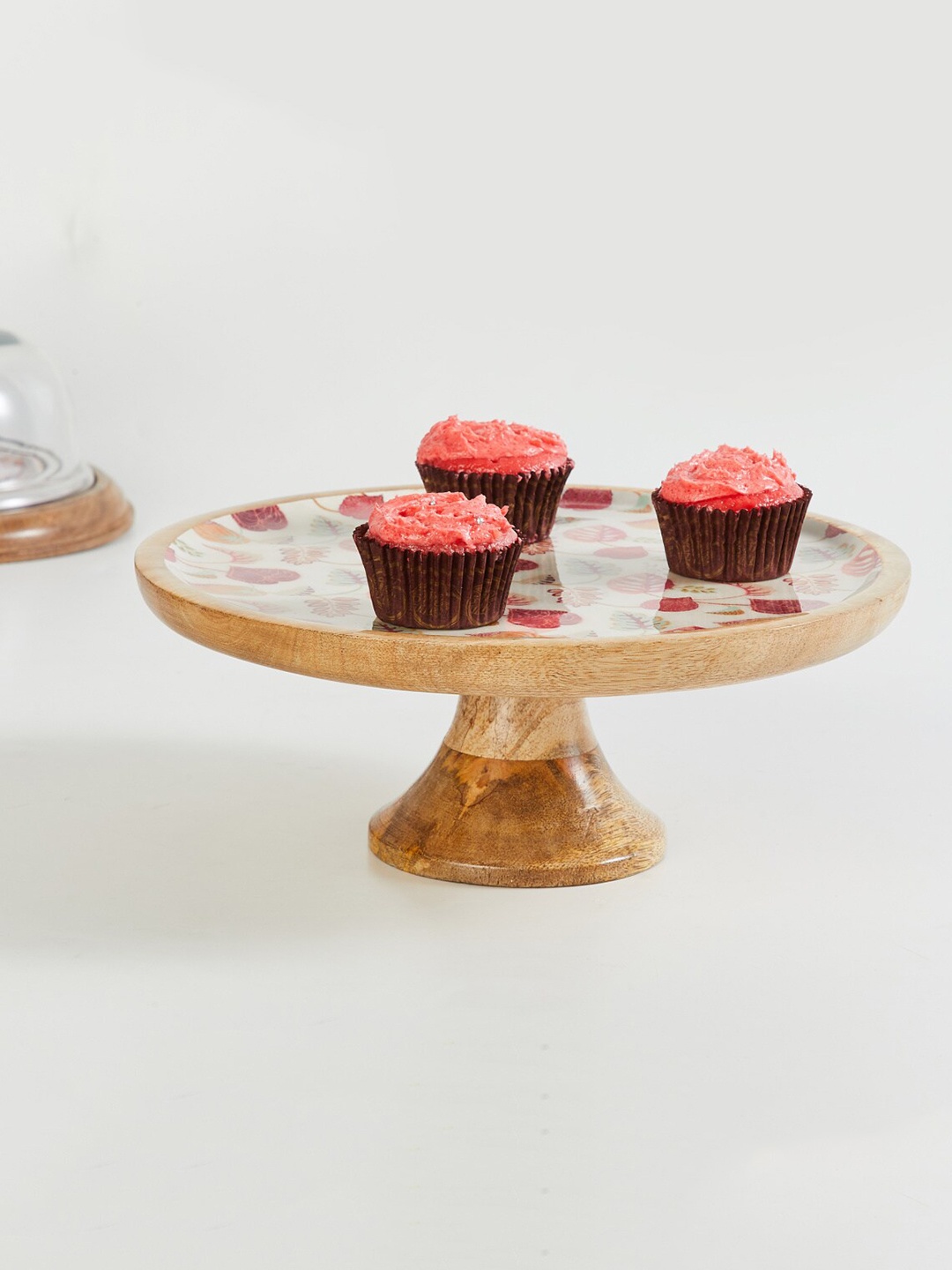 

Home Centre Brown Printed Corica Hues Wooden Cake Stand