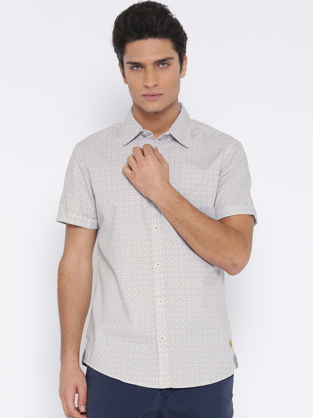 

United Colors of Benetton Men Grey Printed Casual Shirt