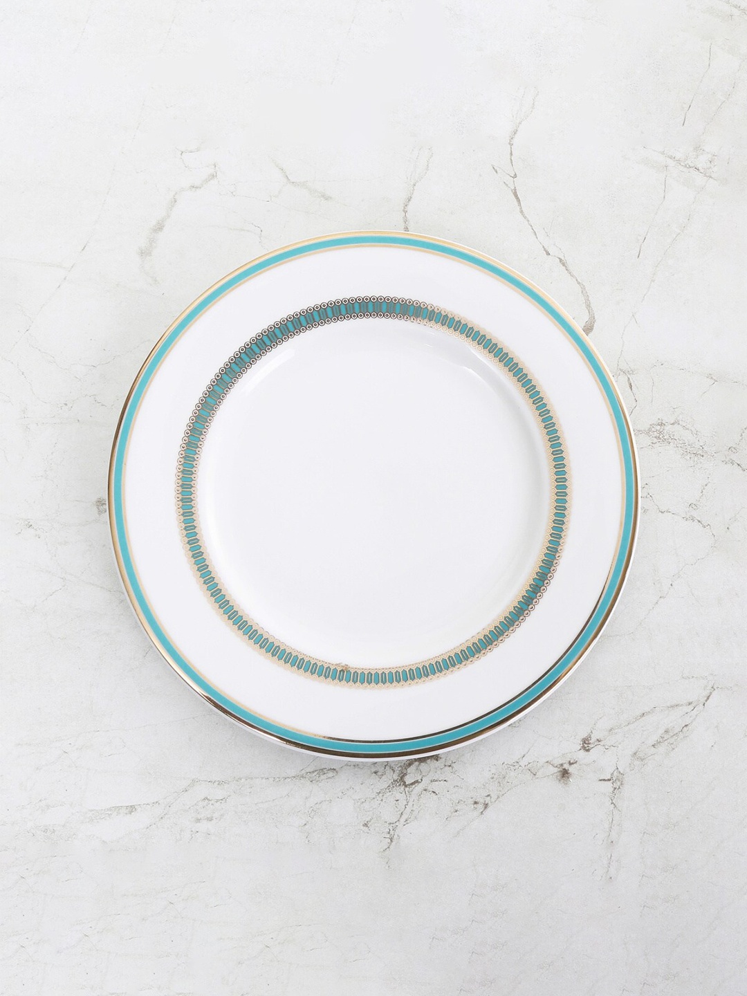 

Home Centre Blue & White 1 Pieces Floral Printed Bone China Glossy Plate