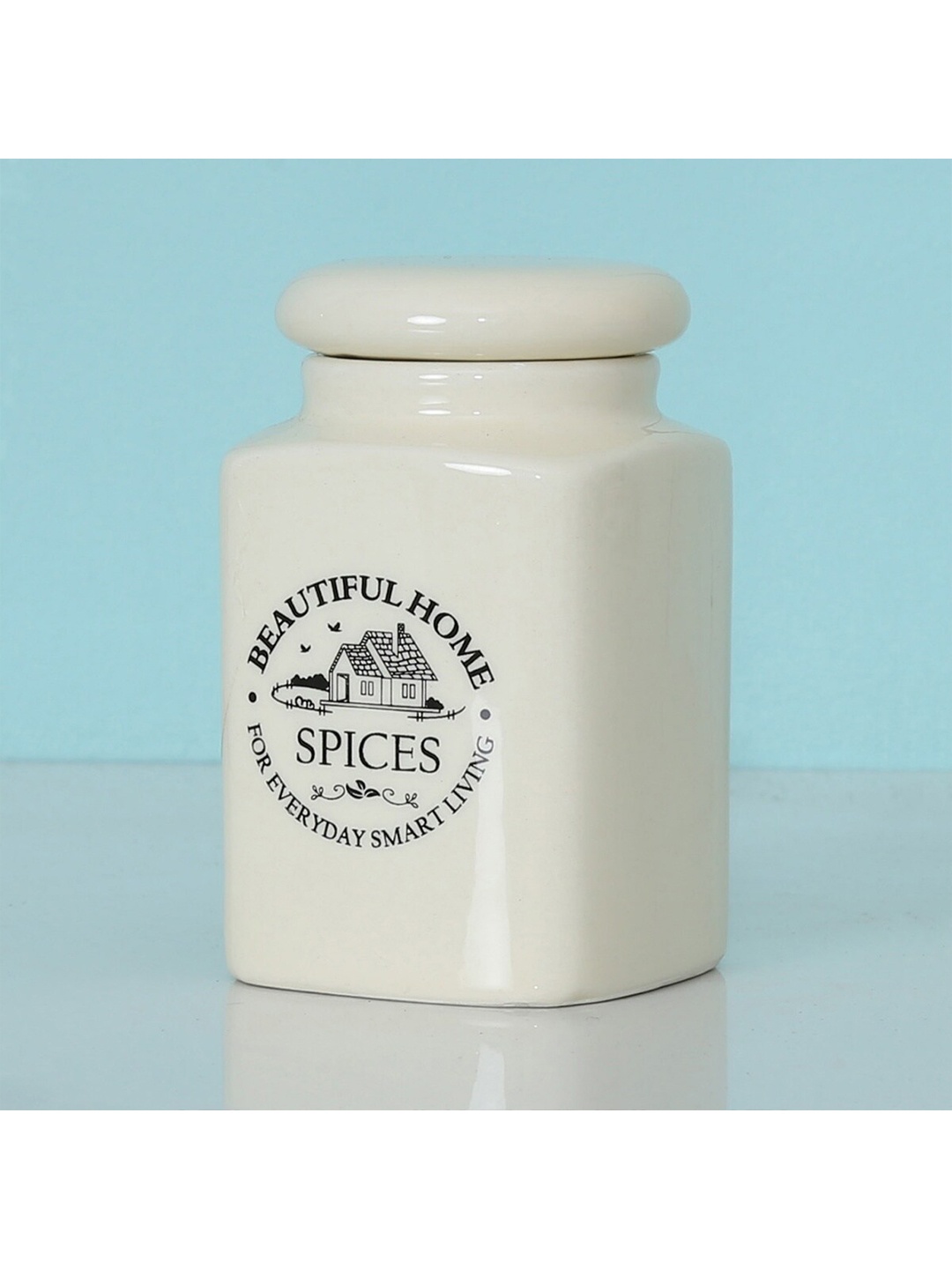 

Home Centre Beige & Black Printed Ceramic Spice Jar