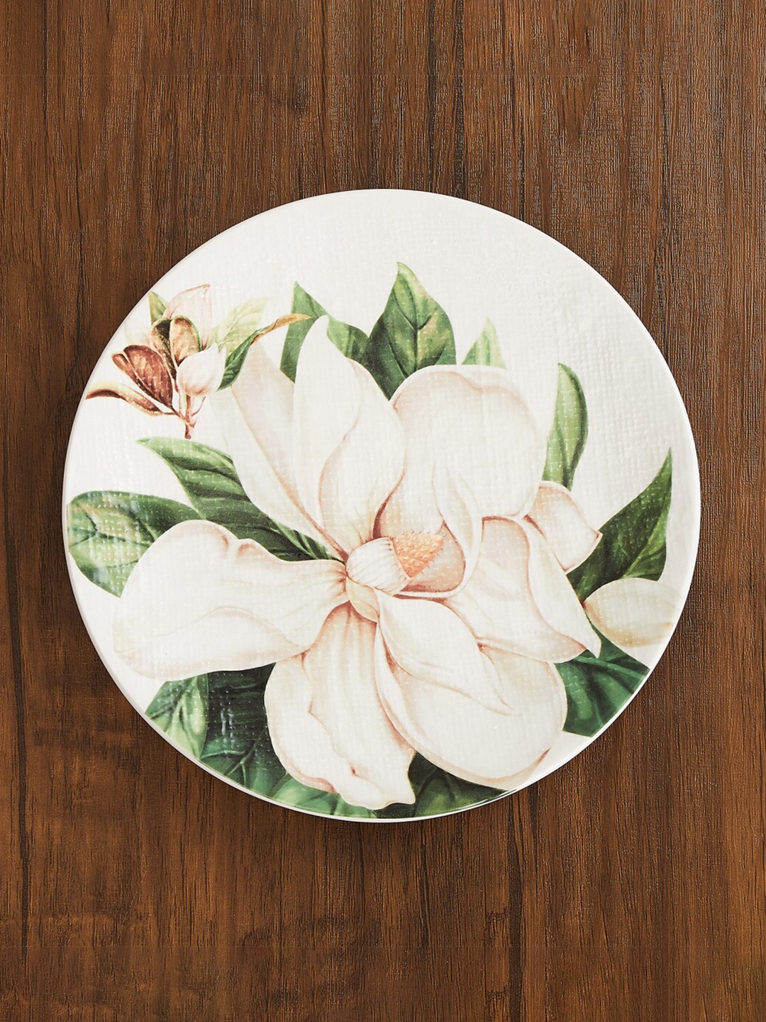 

Home Centre Green & Off White 1 Piece Printed Ceramic Glossy Side Plate