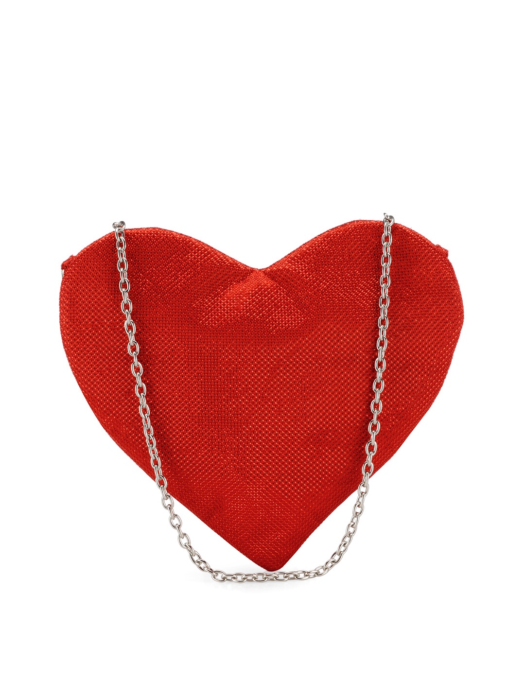 

Tarini Nirula Red Heart-Shaped Handcrafted Self-Design Clutch