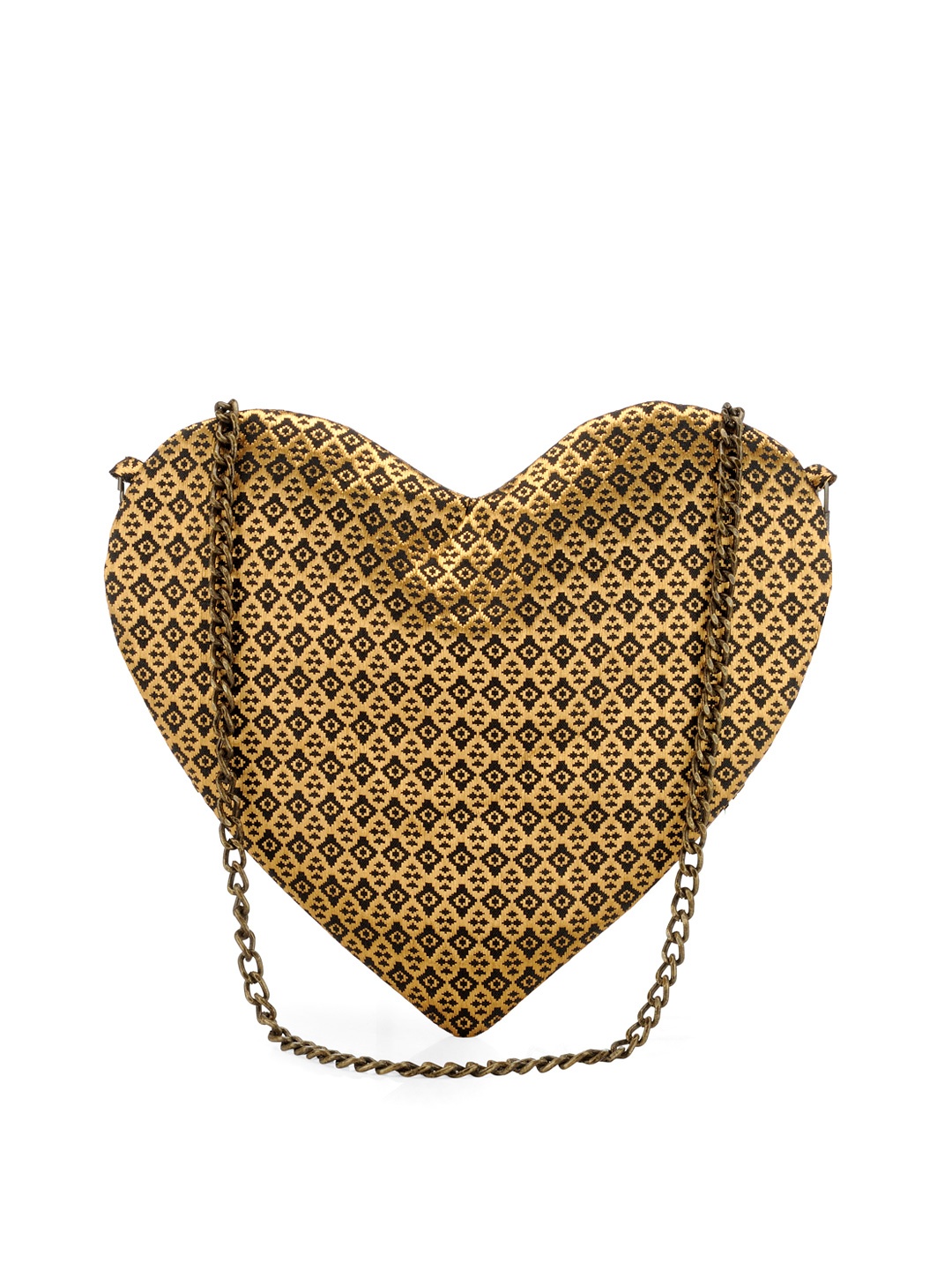 

Tarini Nirula Gold-Toned & Black Heart-Shaped Handcrafted Self-Design Clutch