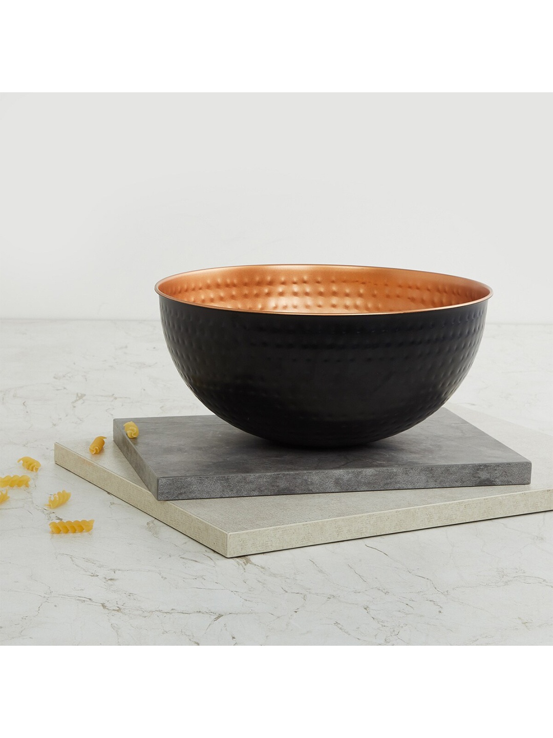 

Home Centre Black & Gold-Toned 1 Pieces Textured Stainless Steel Matte Bowl