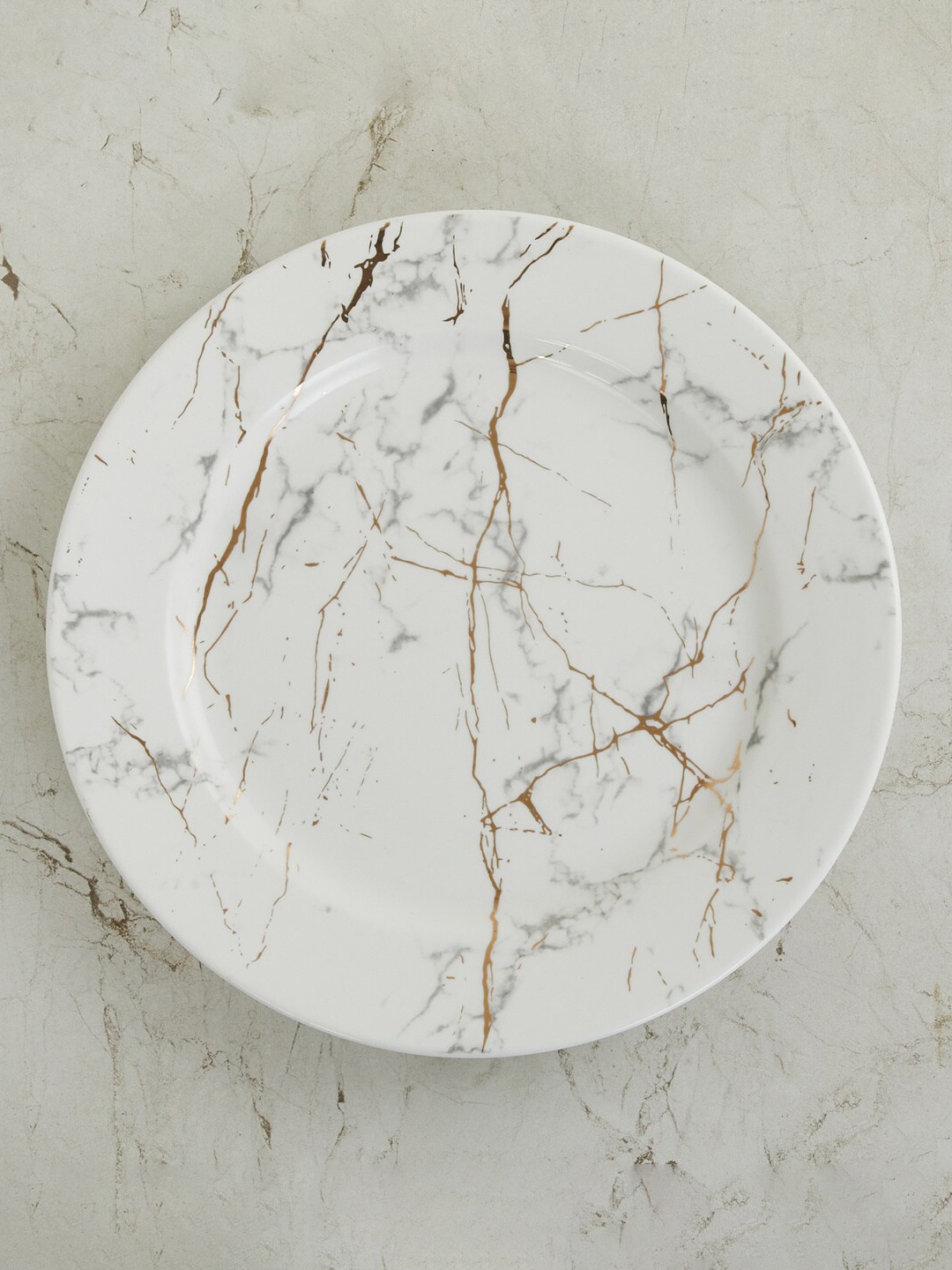 

Home Centre White & Grey Printed Bone China Glossy Plate