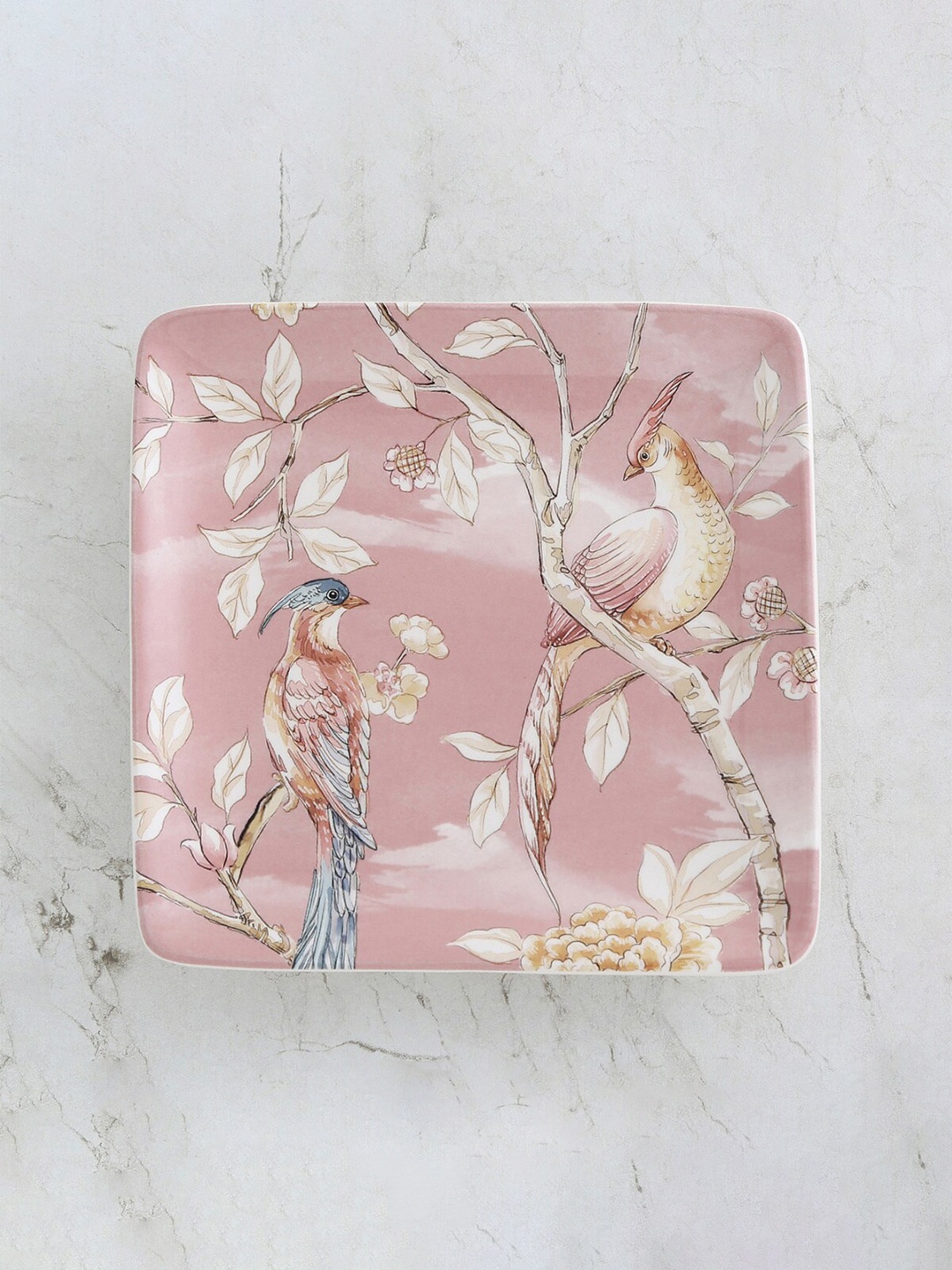 

Home Centre Pink Floral Printed Stoneware Matte Appetizer Plate