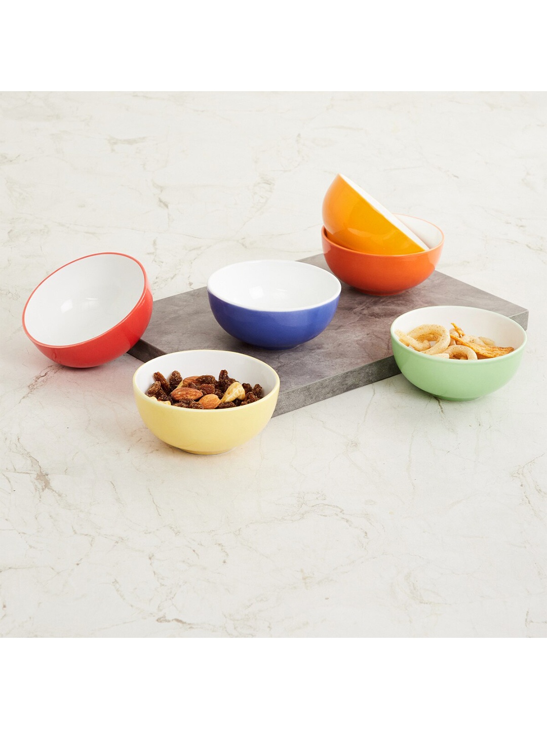 

Home Centre Yellow & Blue 6 Pieces Bone China Glossy Bowls