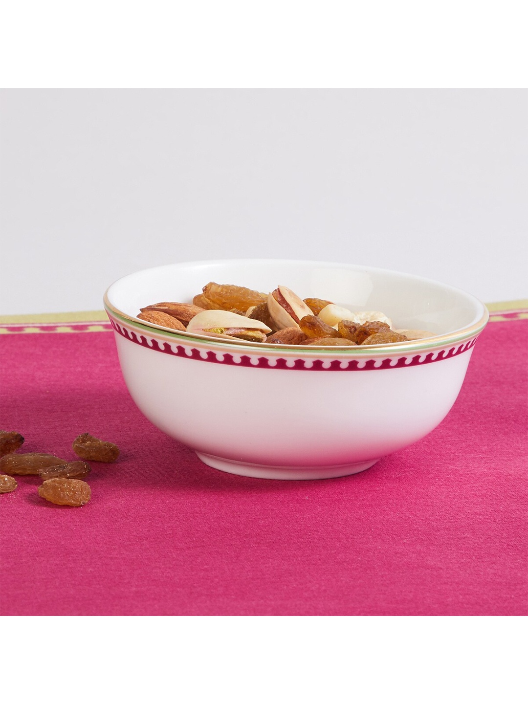 

Home Centre White & Pink 1 Pieces Bone China Glossy Bowls
