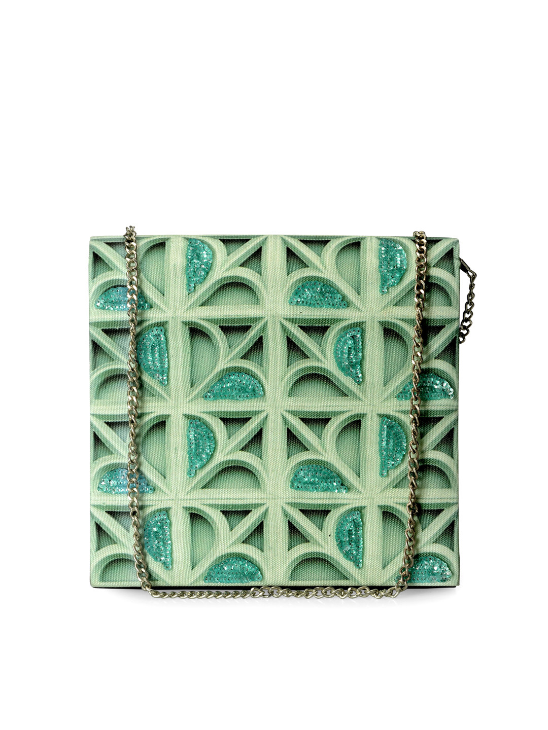 

Tarini Nirula Green Handcrafted Printed Sling Bag