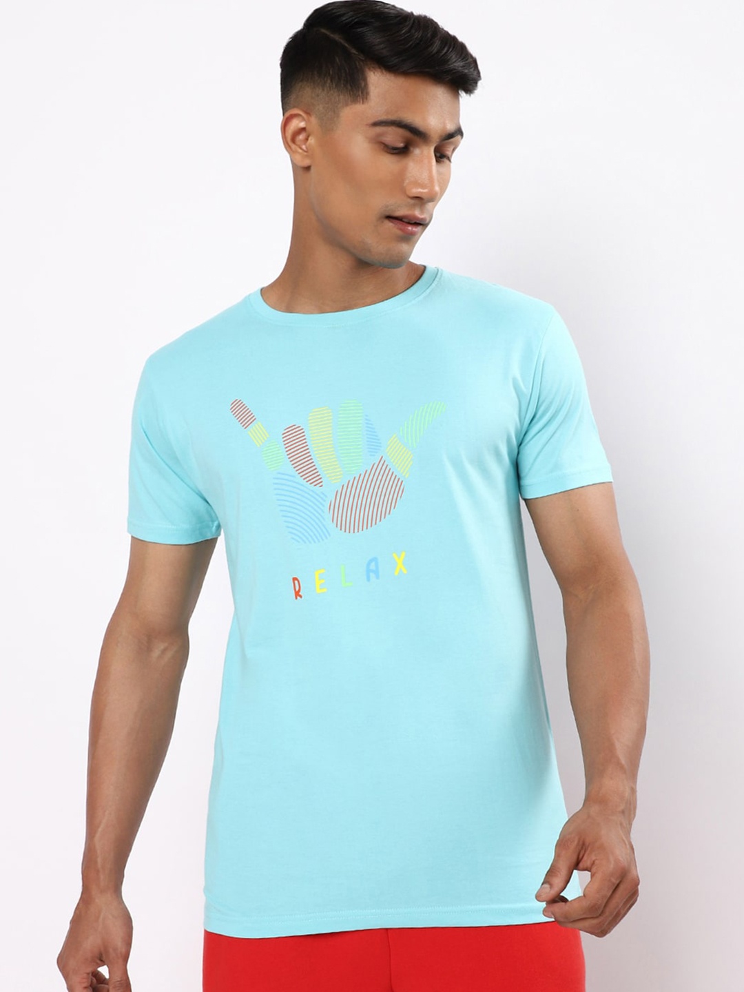

Bewakoof Men Blue Printed T-shirt