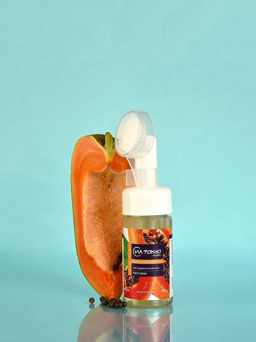 

VIA TOKYO ORGANIC Grapeseed Oil & Papaya Foaming Face Wash - 100 ml, Orange