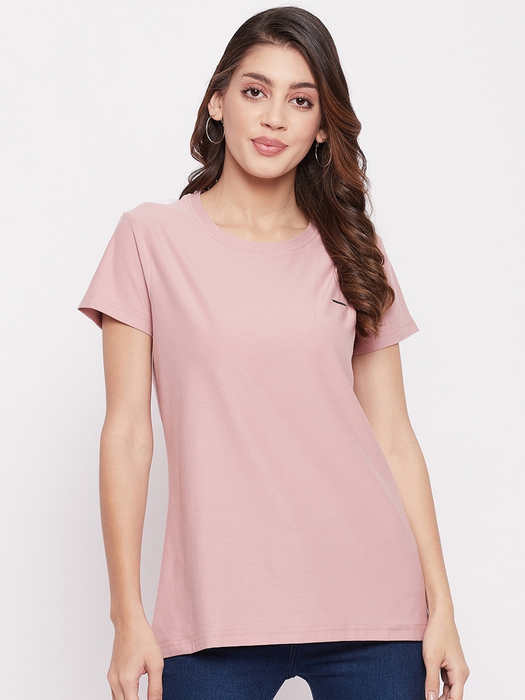 

Okane Women Pink Solid T-shirt